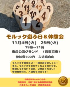 西東京市　モルック遊ぶ日＆体験会（ナイター）